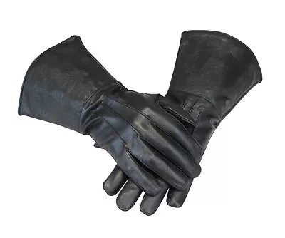 Leather Gauntlet Motorcycle Unlined Gloves • $23.99