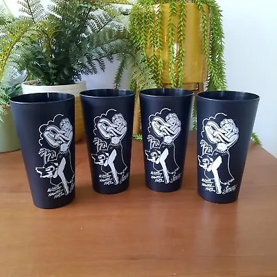 Set Of Four Sailor Jerry Plastic Cups Aloha Hawaii 1949 Tumblers • £12