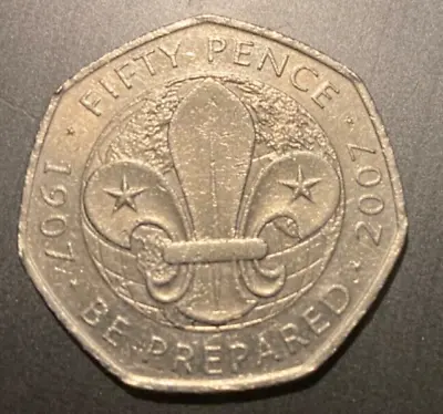 50p Coin 2007 Scouts 100th Anniversary Be Prepared Fifty Pence Circulated UK • £2.25