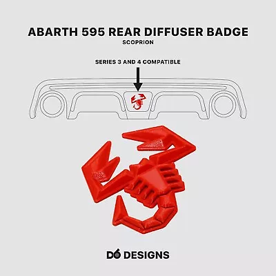 Abarth 595 Series 3 & 4 – 3D Printed Rear Diffuser Badge Scorpion – Red • £12