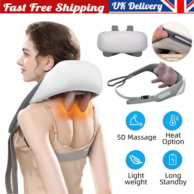 Electric Massagers For Neck And Shoulder With Heat Pain Relief Deep 5D Kneading • £38.94