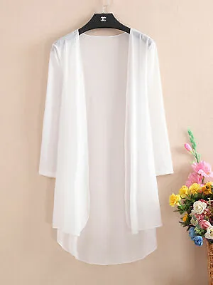 Womens Elegant Chiffon Bolero Sheer Mesh Shrug Cover Up Jacket 3/4 Sleeve Cardig • $13.19