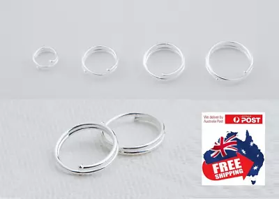 Genuine 925 Silver Sleeper Double Ring Nose Lip Stud Hoop Earring Body Piercing  • $4.99