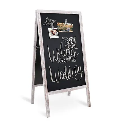 Wooden A-Board Pavement Sign Chalkboard A-Frame Liquid Chalk Magnetic Blackboard • £36.95