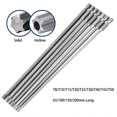 Magnetic Torx Security Screw Bit T8-T50 Extra Long Impact Driver Drill 1/4  Hex • $142.25