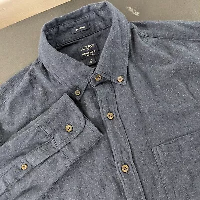 J Crew Mens Medium Blue Button Up Brushed Twill Cotton Long Sleeve Flannel Shirt • $17.45