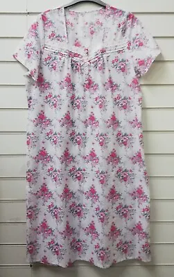 £10.99 • Buy Ladies Polycotton Short Sleeve Nightie Nightdress Uk Size 12/14