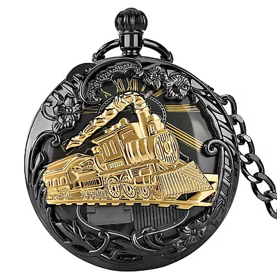 Uncommon Musical Movement Pocket Watch Train Case Quartz Fob Watches With Chain • £21.22