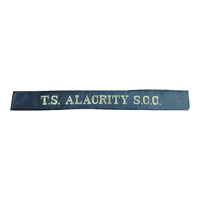 T.S. Training Ship Alacritty S.C.C. Sea Cadet Corps Full Length Navy Cap Tally • £6.99