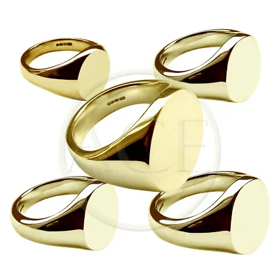 NEW 9ct Solid Yellow Gold Oval Signet Rings 375 UK Hallmarked Family Crest Rings • £274.77