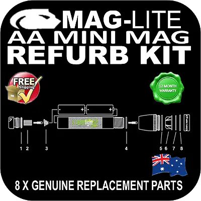 Maglite Upgrade Mini Aa 8 Piece Service Kit Torch Flashlight Genuine Parts Au • $11.07