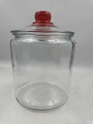 Vintage Tom’s Peanut Advertising Jar Clear Glass Red Knob • $84.95