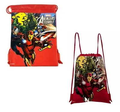 Marvel Avengers Kid's Drawstring Backpack School Sport Gym Bag - Red • $6.99