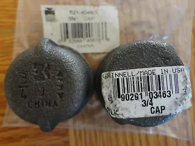 Lot Of 2 B&K+ 3/4  Malleable BLACK IRON Threaded End Cap Galvanized Pipe Fitting • £2.91