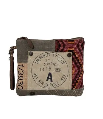 Myra Vintage  Pouch Canvas Zipper Pouch Myra Bag Small Wristlet Wallet Cell • $28