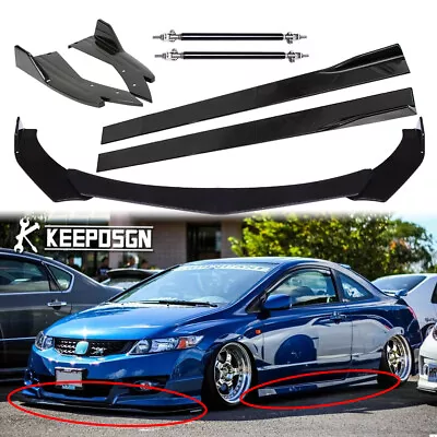 For Honda Civic SI Coupe Front Bumper Lip Splitter W/ Side Skirts Rear Diffuser • £139.34