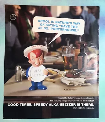 Vintage 2000s Large 10 By 12 Mag Print Ad SPEEDY ALKA-SELTZER Health Eating • $10