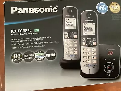 Panasonic Cordless 6822 Digital Home Phone Twin Pack KX-TG6822ALB • $50