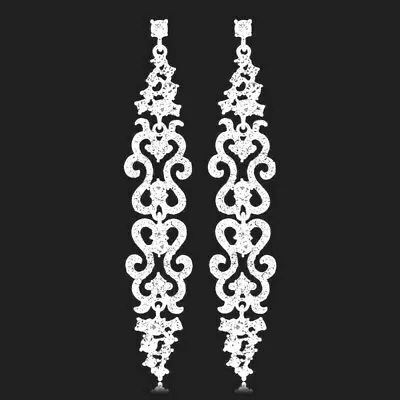 Silver Wedding Crystal Rhinestone Earrings Long Drop Big Bridal Chandelier Prom • £4.89