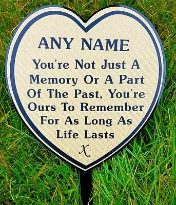 Personalised Heart Shaped Memorial Plaque For Graveside Garden Decoration Gold • £9.99