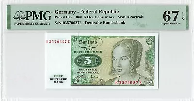 Germany 5 Deutsche Mark 1960 P-18a PMG 67 EPQ • $6.50