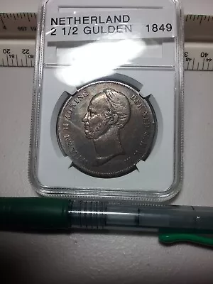 1849 Netherland 2 1/2 Gulden Silver Crown • $60
