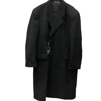 Di Silver Mens Cashmere Wool Trench Coat Long Jacket Formal Black TALL 50 Long • $270.98