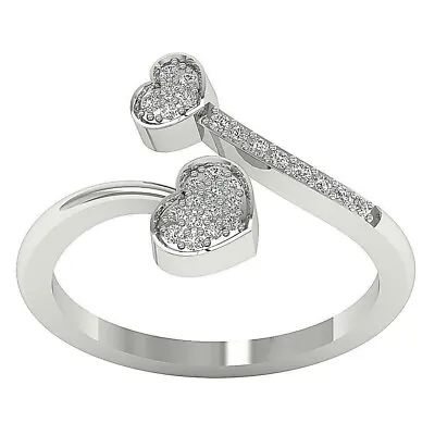 £69 • Buy Heart Shape Band Bypass Diamond Anniversary Wedding Ring 14K White Gold Finish