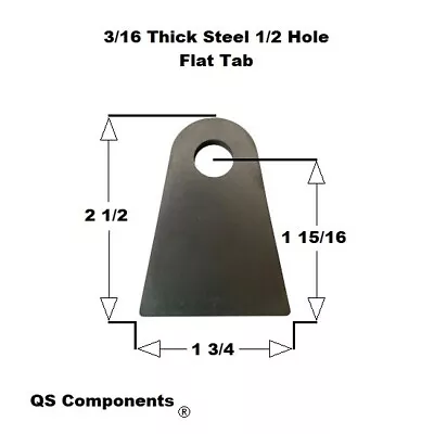 Chassis Rod End Tab 1/2  Hole 3/16  Thick 2 1/2  Tall Steel Flat Tab Weldable • $2