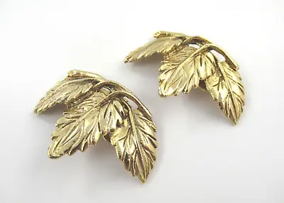 Signed Musi Leaf Leaves Gold Tone Vintage Shoe Clips • $19