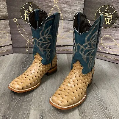 Men's Brown Ostrich Quill Leather Western Rodeo Exotic Cowboy Square Toe Botas • $119.99