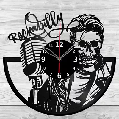 Vinyl Clock Rockabilly Vinyl Record Wall Clock Home Art Decor Handmade 5783 • $24.99