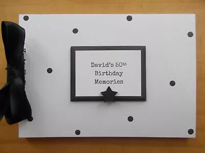  Personalised Polkadot 50th Birthday Guest Book Memory Scrapbook Photo Album • £12.95