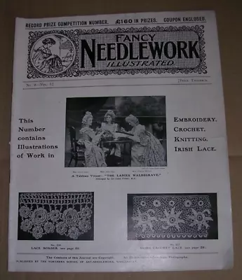 FANCY NEEDLEWORK ILLUSTRATED No. 2  -  (1908?) - Needlework Magazine  -  RARE! • £11.99