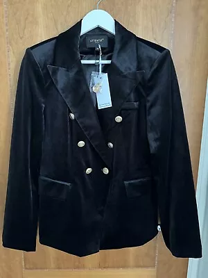 Black Velvet Jacket Blazer Style UK Size 12 • £18.50