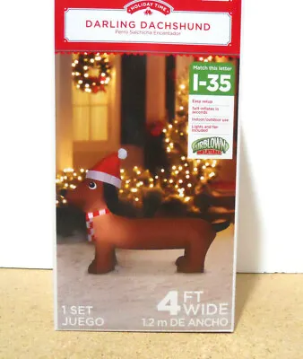 Darling Dachshund Weiner Dog Christmas Airblown Inflatable 4 Ft Wide Led Holiday • $27.96