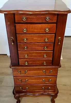 Vintage Rosalco Inc Queen Anne Wooden Solid Oak Jewelry Armoire Dresser Cabinet • $195