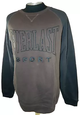 NEW Everlast Sport Pullover Sweatshirt Fleece Lined Brown & Black Tag M • $22.01