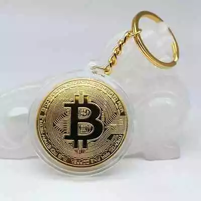 Commemorative Metal Key Ring BitCoin Keychain Physical 1X Gold/Silver • $5.60