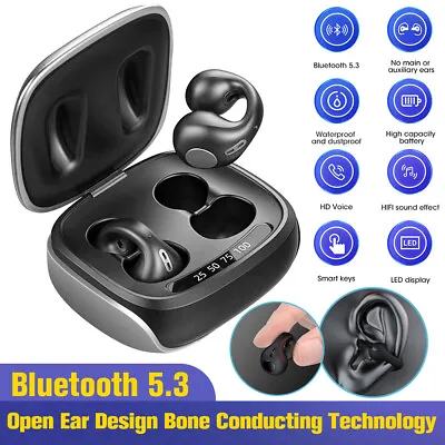 £14.49 • Buy Bluetooth Earbuds Ear Clip Bone Conduction Headphones Sport Headset Running Bass