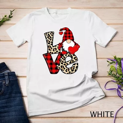 Cute Gnomes Valentines Love Leopard Plaid Couple Matching T-Shirt Unisex T-shirt • $16.99