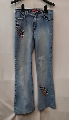 Girls Teens Juniors Zana Di Jeans With Butterfly/Floral Embroidery Size 16 Vntg • $10.40