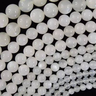 AA Natural Flash Milky White Moonstone Round Beads 15  Strand 4mm 6mm 8mm 10mm • $12.99