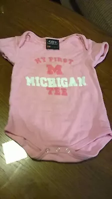 University Of Michigan  My First Michigan Tee One Piece Snaps 3-6 Months Pink • $11.98