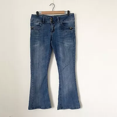 Jane Norman Stretch Bootcut Flare Low Waisted Jeans Uk 14 Y2K  Blue • £26.99