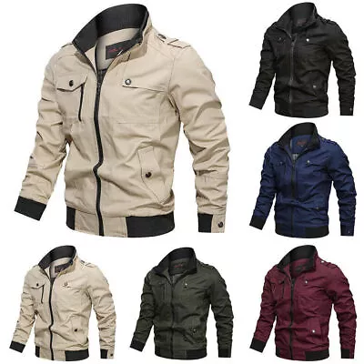 Men Winter Cargo Casual Jacket Zip Up Warm Coat Combat-Bomber Jacket Outwear AU • $41.99