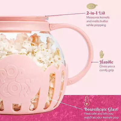 Microwave Popcorn Popper Dishwasher Safe 3.3-Quart Pink • $20