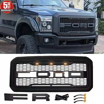 Grille For 2011-2016 Ford F250 F350 Super Duty Grill R Style W/Letter Black Mesh • $194