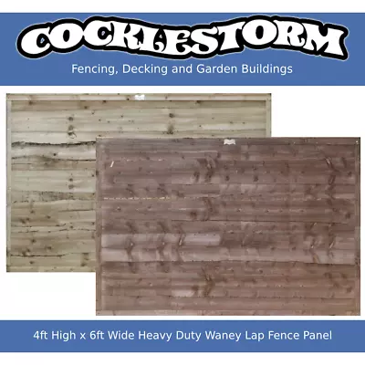 4ft High X 6ft Wide Heavy Duty Waney Lap Timber Garden Fence Panel • £30