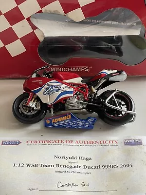 Minichamps Ducati 999RS Signed 1/12 Noriyuki Haga WSB Limited Edition • £110